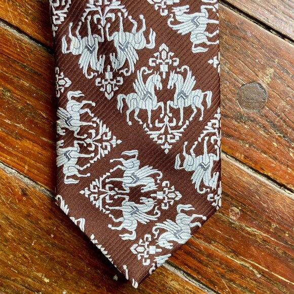 vtg 60s 70s DAMON Garbers Florida Mod Pegasus Horse Disco Neck Tie 55" x 4 1/2" - Picture 2 of 4